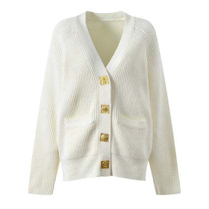 Casual Knit Cardigan (White)