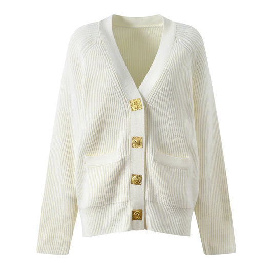 Casual Knit Cardigan (White)