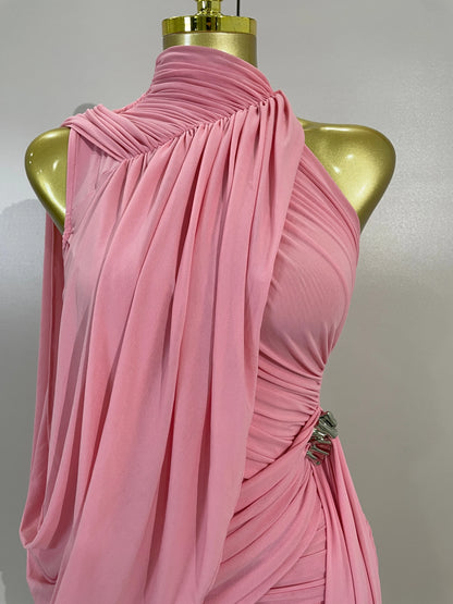 Off Shoulder Ruched Mesh Tassel Bodycon Dress