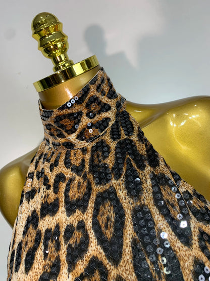 Leopard Sequin Gown