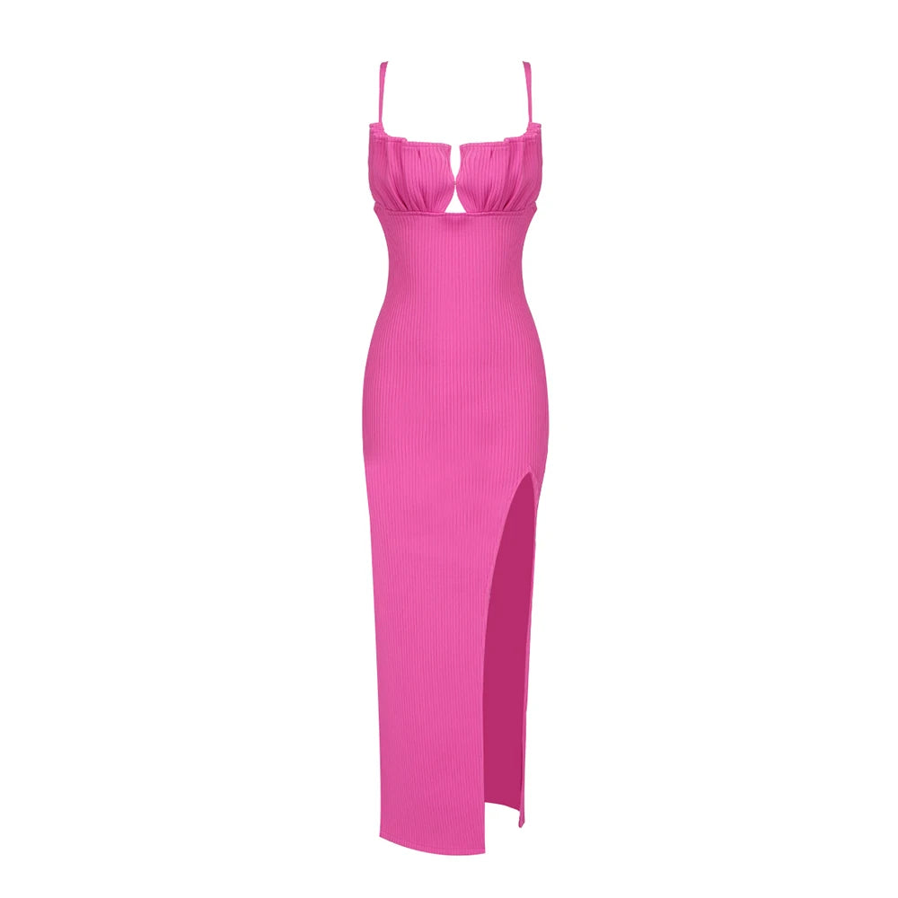 Seashell Cuffed Ribbed Maxi (Fuschia)