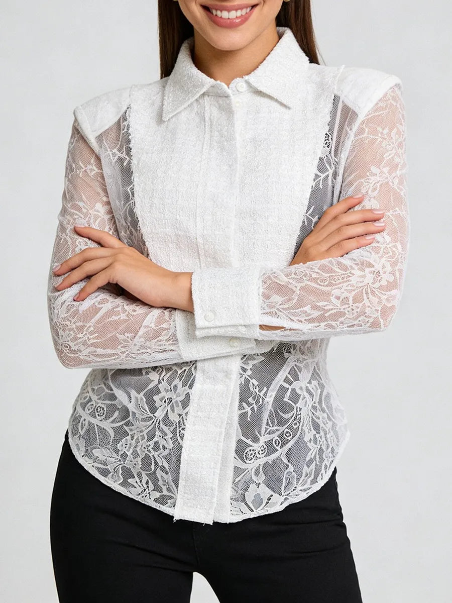 Prep Girl Laced Blouse (White)