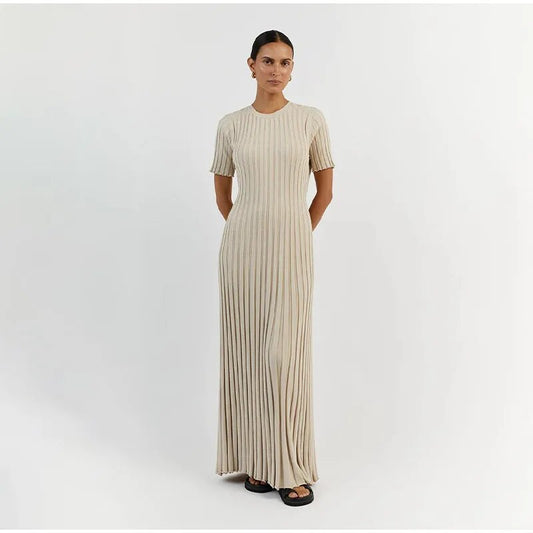 Ribbed Maxi Dress (Cream)