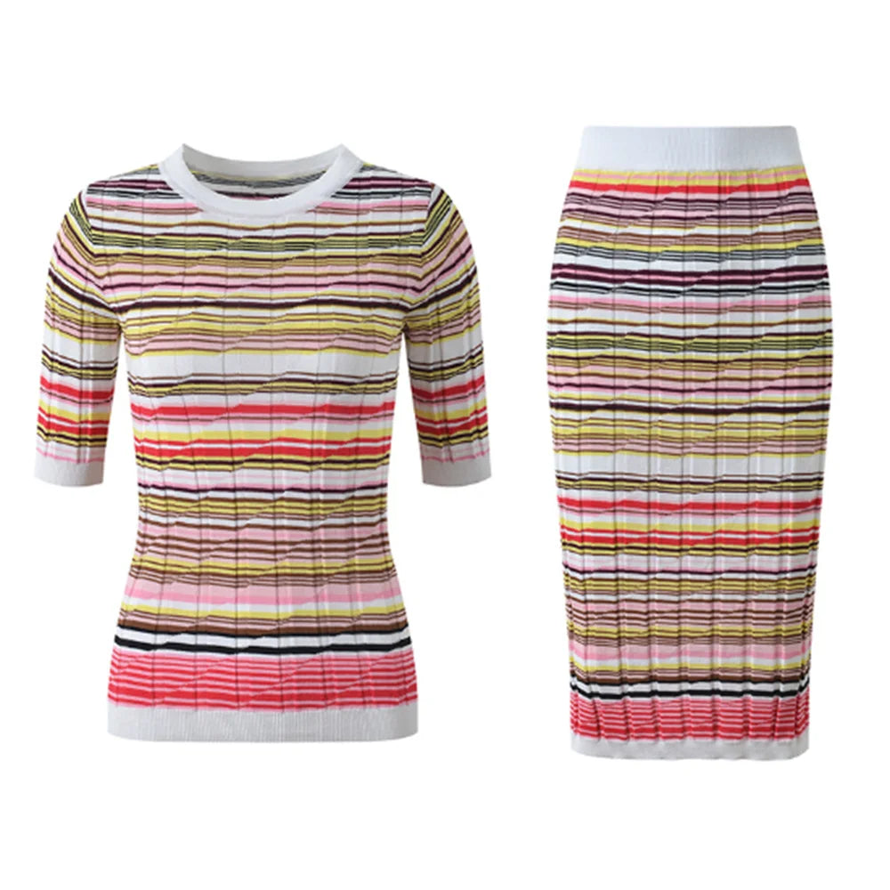Striped Knit Skirt Set