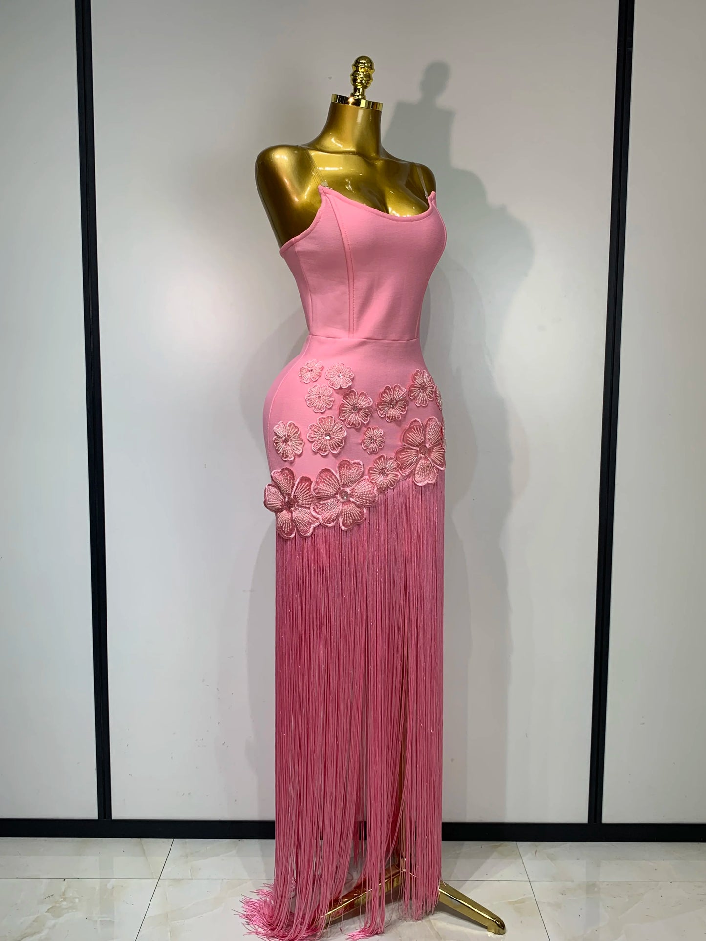 Floral Bandage Tassel Dress