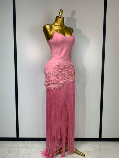 Floral Bandage Tassel Dress
