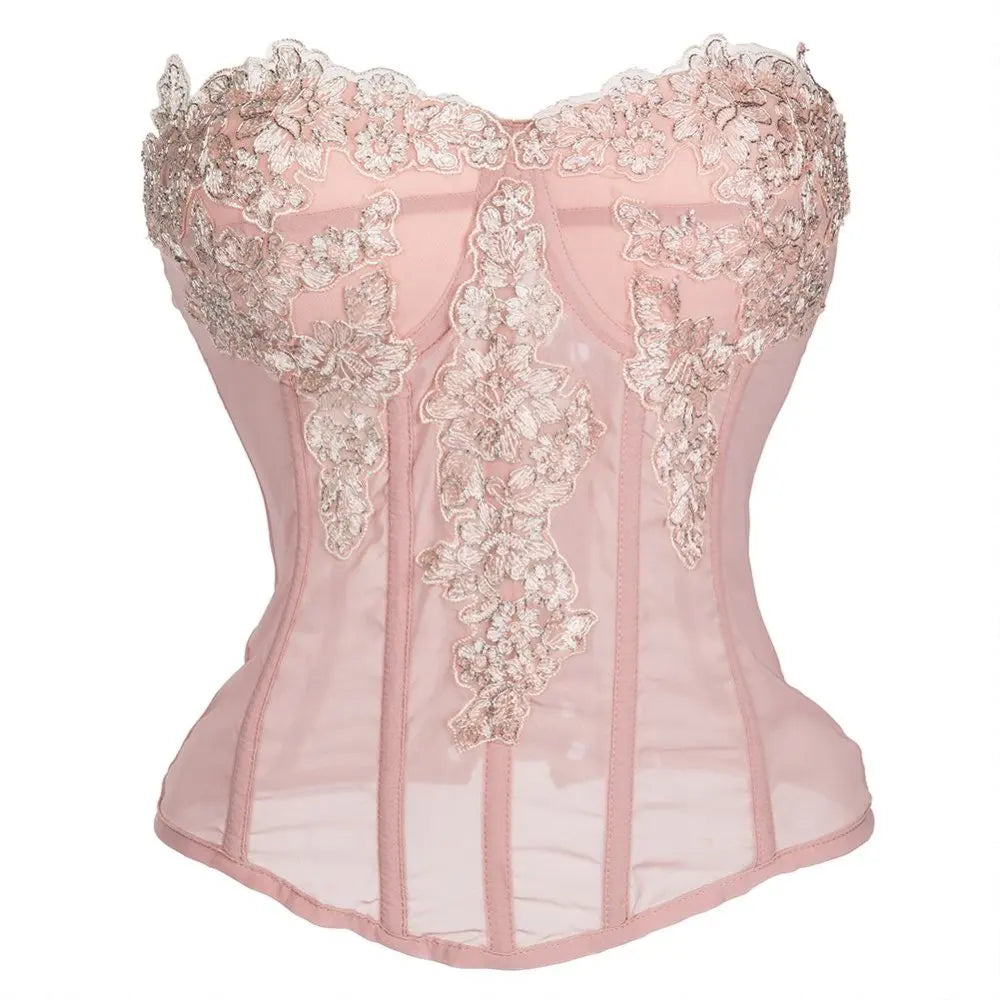 Embroidered Blush Appliqué Corset
